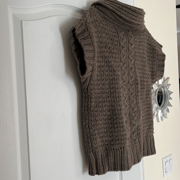 TATUM LADIES BROWN GRAY WOOL COWL NECK RENTRA SWEATER-L - Picture 9 of 10
